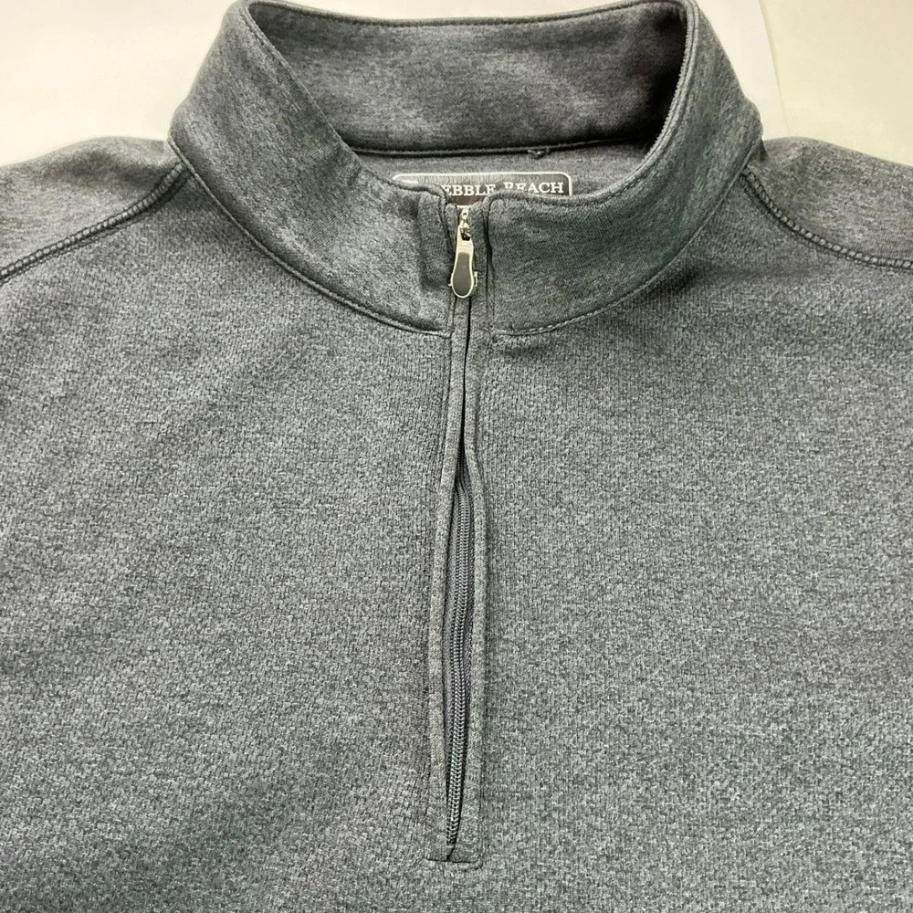 Pebble Beach Gray Quarter Zip Pullover Mens XL Performance Heathered Golf Top